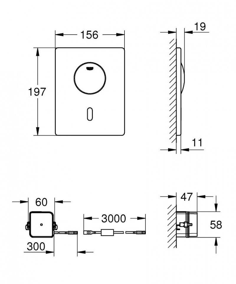 Grohe Tectron Skate elektroniczny przycisk spłukujący do stelaża WC stal 37419SD0