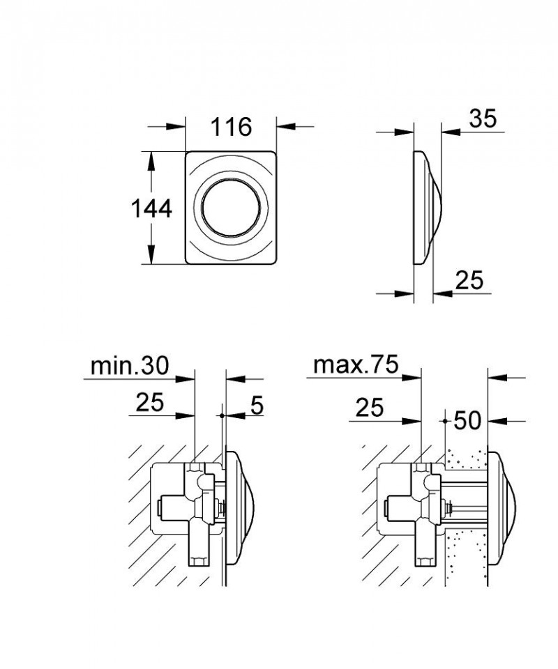 Grohe Surf przycisk spłukujący do pisuaru chrom mat 37018P00