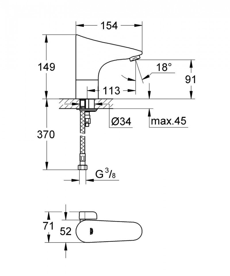 Grohe Europlus E elektroniczna bateria umywalkowa zasilana baterią 6V chrom 36207001