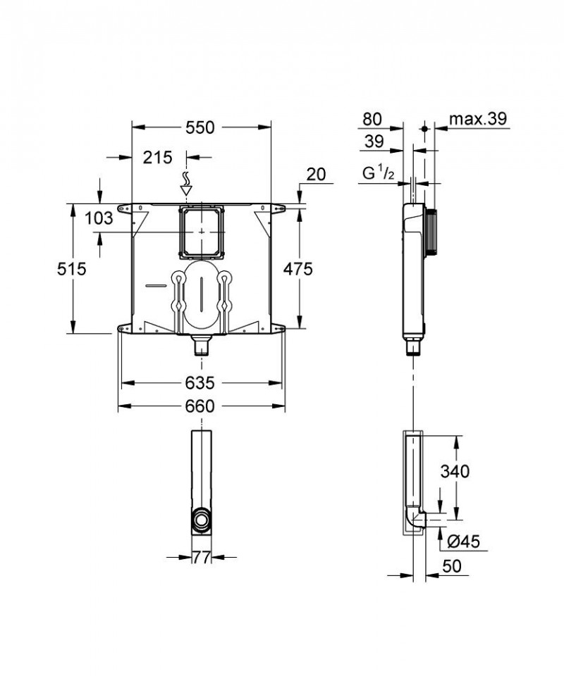 GROHE spłuczka podtynkowa zbiornik spłukujący do WC 38863000