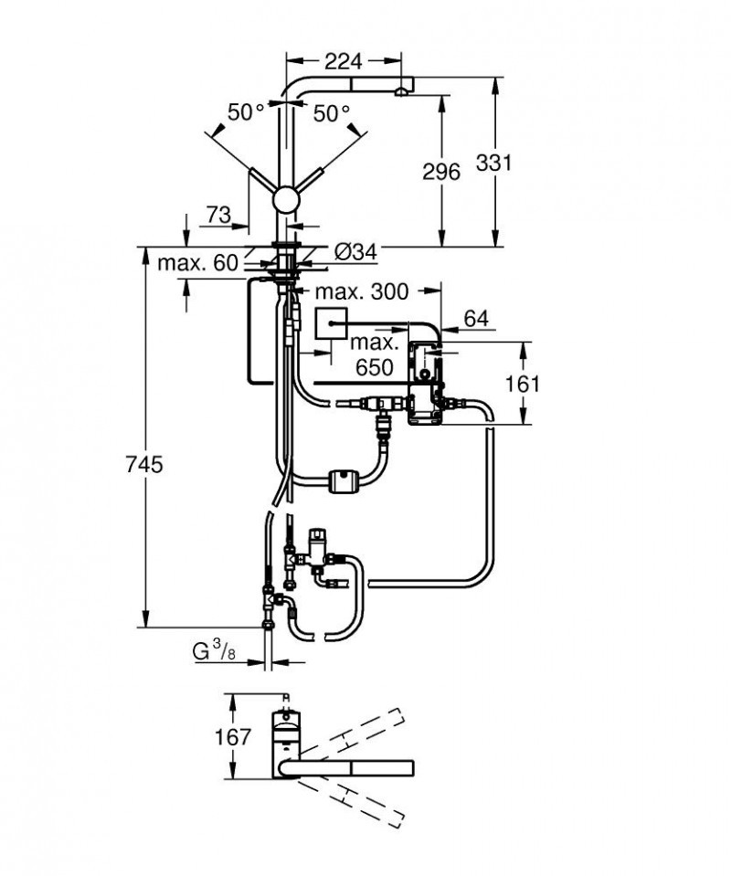 Grohe Minta Touch elektroniczna bateria zlewozmywakowa stal 31360DC1