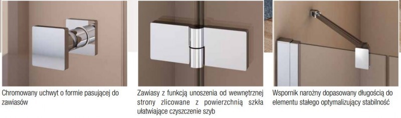 Sanswiss Annea drzwi otwierane jednoczęściowe PRAWE 70 cm do wnęki lub ścianki srebrny połysk przeźroczyste AN1CD07005007
