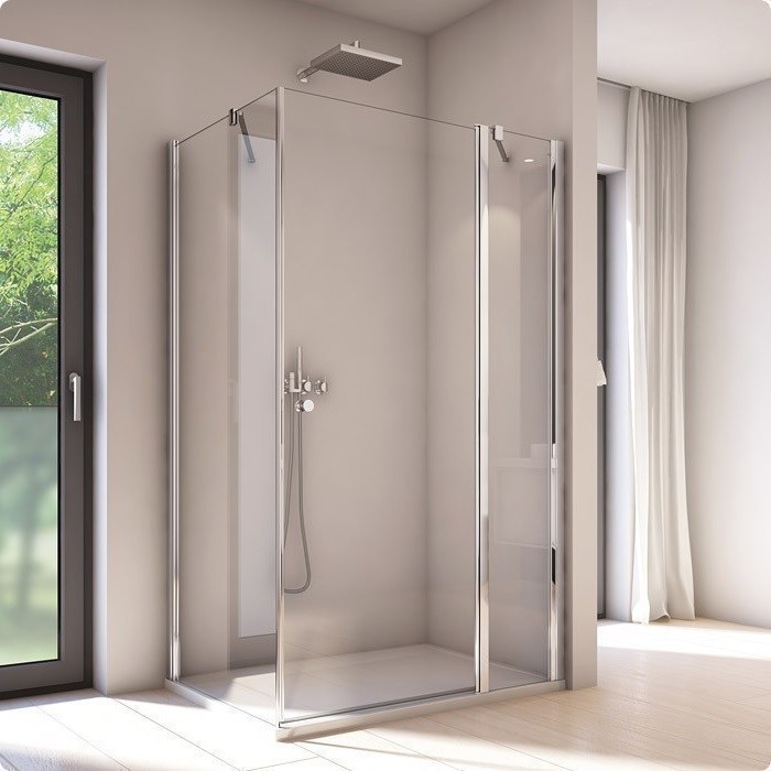 Sanswiss Solino kabina prostokątna drzwi PRAWE 120 cm i ścianka 100 cm srebrny połysk przeźroczyste SOL1312005007 SOLT110005007