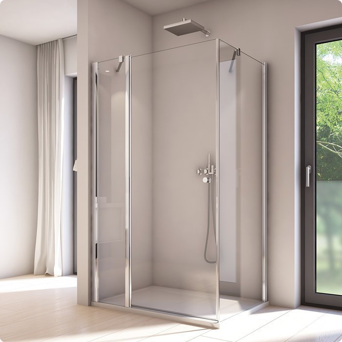 Sanswiss Solino kabina prostokątna drzwi LEWE 110 cm i ścianka 120 cm srebrny połysk przeźroczyste SOL1311005007 SOLT112005007