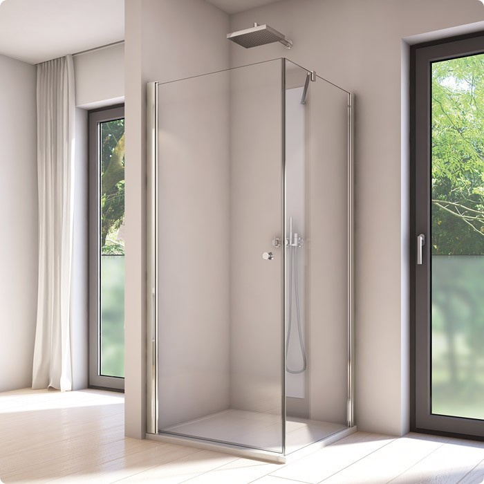 Sanswiss Solino kabina kwadratowa drzwi LEWE 80cm i ścianka 80 cm srebrny połysk przeźroczyste SOL108005007 SOLT108005007
