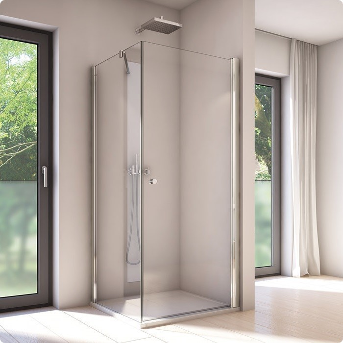 Sanswiss Solino kabina prostokątna drzwi PRAWE 90 cm i ścianka 80 cm srebrny połysk przeźroczyste SOL109005007 SOLT108005007