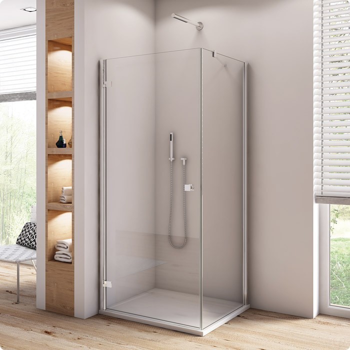 Sanswiss Annea kabina prostokątna drzwi LEWE 80 cm i ścianka 70cm srebrny połysk przeźroczyste AN1CG08005007 ANT07005007