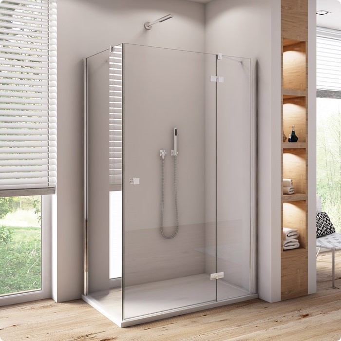 Sanswiss Annea kabina prostokątna drzwi PRAWE 80 cm i ścianka 100 cm srebrny połysk przeźroczyste AN13D08005007 ANT10005007