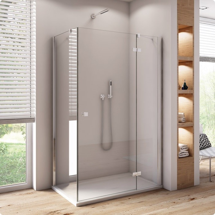 Sanswiss Annea kabina prostokątna drzwi PRAWE 80 cm i ścianka 90 cm srebrny połysk przeźroczyste AN13D08005007 ANT09005007