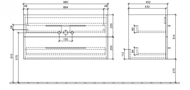 Villeroy&Boch Avento szafka pod umywalkę 100cm Crystal Black czarny połysk A89200B3