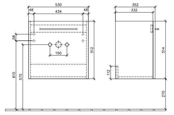 Villeroy&Boch Avento szafka pod umywalkę 55cm drzwi lewe Crystal White biały połysk A88800B4