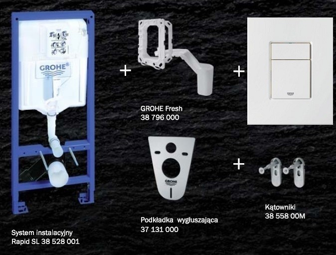 Grohe Rapid SL Fresh Skate Cosmopolitan biały stelaż podtynkowy do WC 5w1 kompletny 39448000