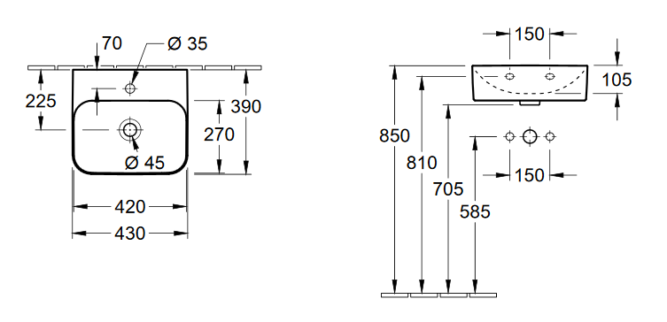 Villeroy&Boch Finion umywalka bez przelewu 43cm biały weiss alpin ceramicplus 436443R1
