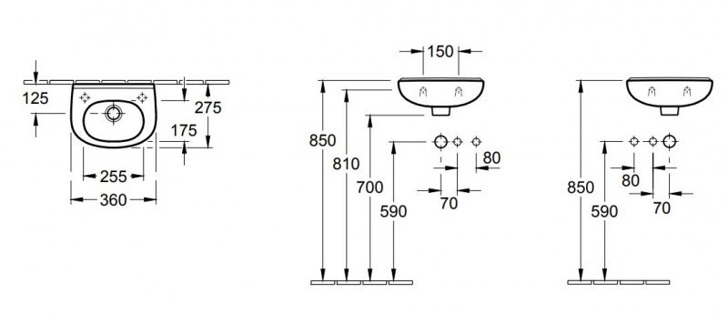 Villeroy&Boch O.Novo umywalka mała 36cm otwór z lewej strony biała weiss alpin ceramicplus 536039R1