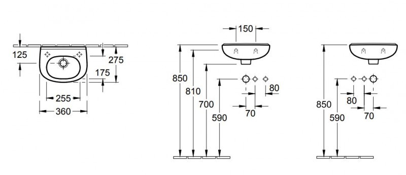 Villeroy&Boch O.Novo umywalka mała 36cm otwór z lewej strony biała weiss alpin 53603901