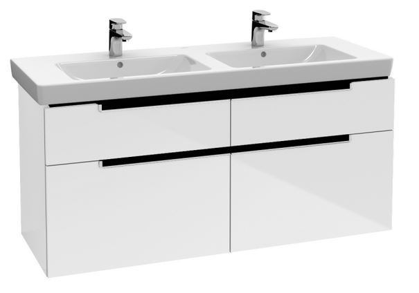 Villeroy&Boch Subway 2.0 szafka pod umywalkę podwójną 130 cm 128,7 x 59 cm Glossy White biały połysk A91700DH