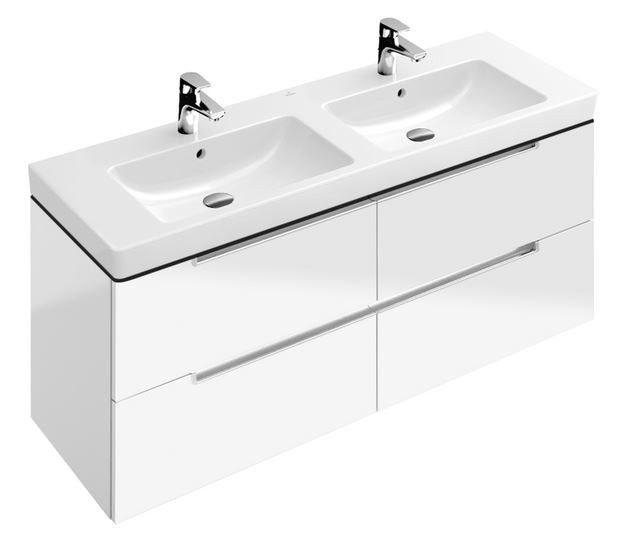 Villeroy&Boch Subway 2.0 szafka pod umywalkę podwójną 130 cm 128,7 x 52 cm Glossy White biały połysk A69900DH