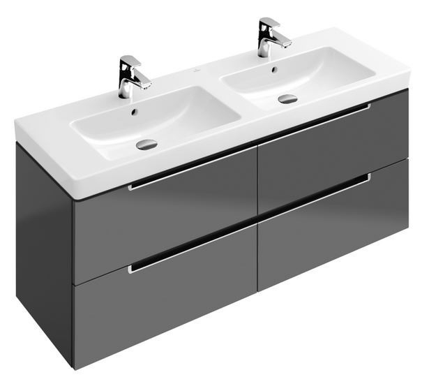 Villeroy&Boch Subway 2.0 szafka pod umywalkę podwójną 130 cm 128,7 x 42 cm Glossy Grey szary połysk A69200FP
