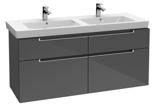 Villeroy&Boch Subway 2.0 szafka pod umywalkę podwójną 130 cm 128,7 x 59 cm Glossy Grey szary połysk A91700FP