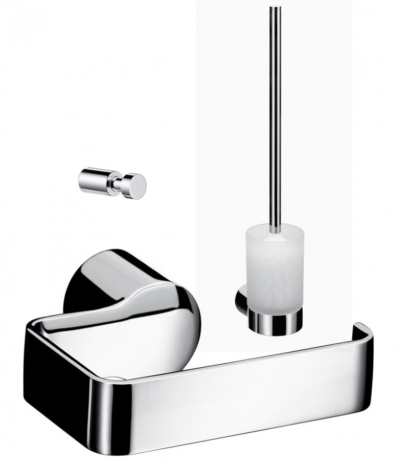 Emco Fine zestawó akcesoriów - szczotka + haczyk + uchwyt na papier chrom 849800100