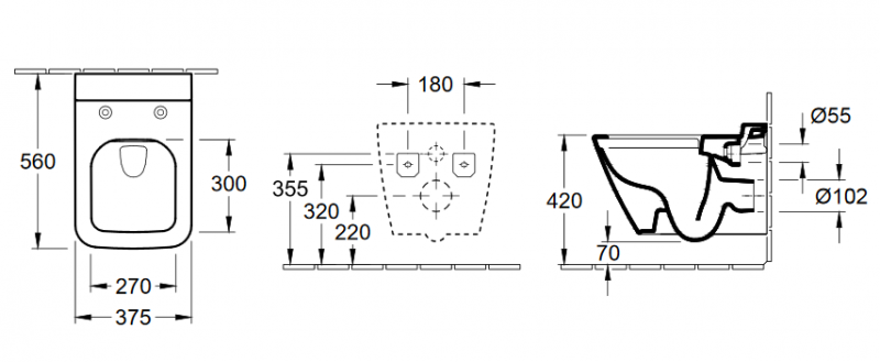 Villeroy&Boch Finion DirectFlush muszla wisząca 56cm biały weiss alpin ceramicplus 4664R0R1