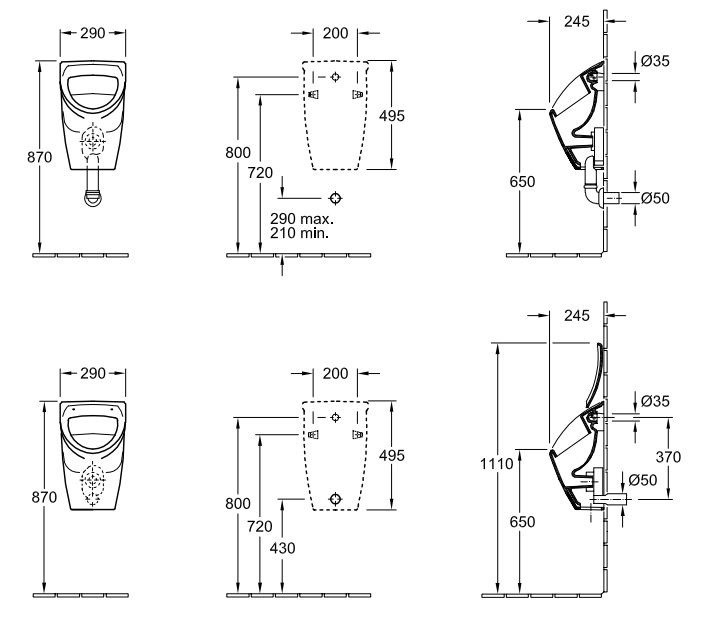 Villeroy&Boch O.Novo pisuar z otworami na pokrywę z celem biały weiss alpin 75570601