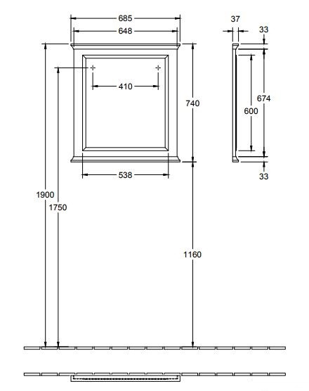 Villeroy&Boch Hommage lustro 68,5 x 74 cm orzech 85650100