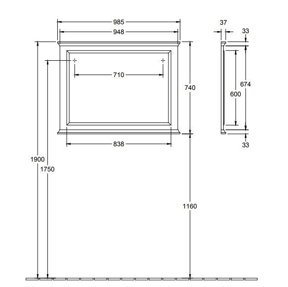 Villeroy&Boch Hommage lustro 98,5 x 74 cm biały 85652200