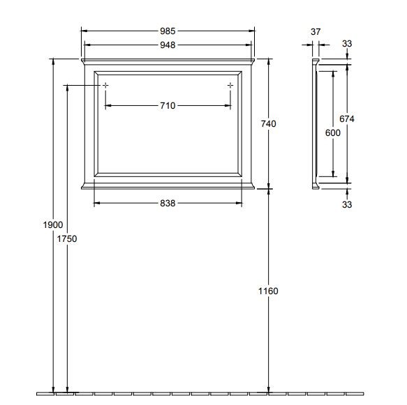 Villeroy&Boch Hommage lustro 98,5 x 74 cm orzech 85650200