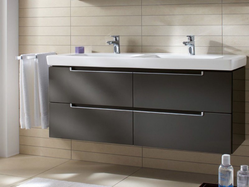 Villeroy&Boch Subway 2.0 szafka pod umywalkę podwójną 130 cm 128,7 x 42 cm Glossy Grey szary połysk A69200FP