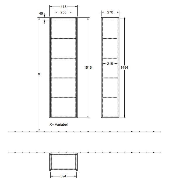 Villeroy&Boch Finion szafka wysoka 152cm drzwi prawe Walnut Veneer orzech F49000GN