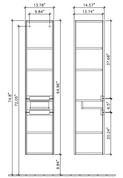 Villeroy&Boch Subway 2.0 szafka wysoka 165 cm drzwi lewe Glossy Grey szary połysk A70700FP