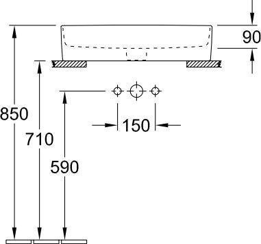 Villeroy&Boch Memento umywalka stojąca na blacie bez przelewu 60cm 60x42 biała weiss alpin 4A076101