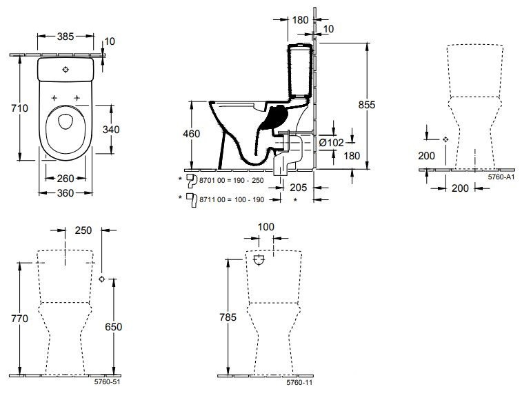 Villeroy&Boch O.Novo Vita DirectFlush muszla lejowa do WC-kompakt dla osób niepełnosprawnych 71 cm biała weiss alpin ceramicplus 4620R0R1