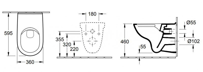 Villeroy&Boch O.Novo Vita DirectFlush muszla wisząca dla osób niepełnosprawnych 59,5 cm biała weiss alpin ceramicplus 4695R0R1