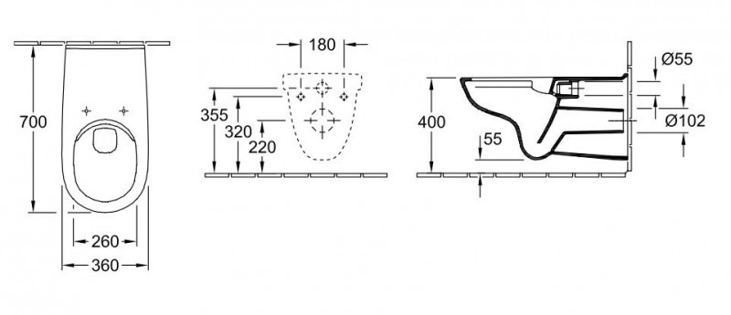 Villeroy&Boch O.Novo Vita DirectFlush muszla wisząca dla osób niepełnosprawnych 70 cm biała weiss alpin ceramicplus 4601R0R1