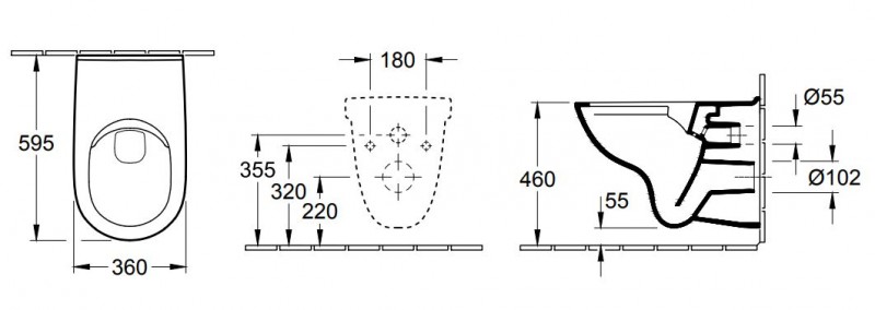 Villeroy&Boch O.Novo Vita DirectFlush muszla wisząca dla osób niepełnosprawnych 59,5 cm biała weiss alpin 4695R001