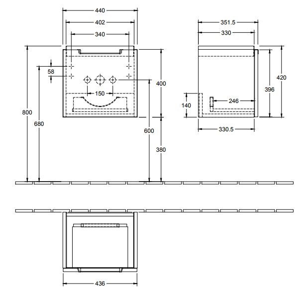Villeroy&Boch Subway 2.0 szafka pod umywalkę 45 cm 44x42 cm Glossy White biały połysk A68400DH