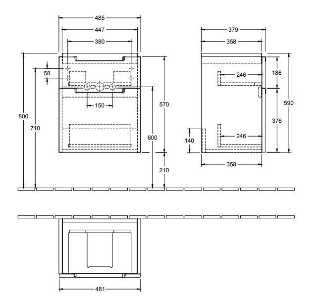 Villeroy&Boch Subway 2.0 szafka pod umywalkę 50 cm 48,5x59 cm Glossy White biały połysk A90700DH