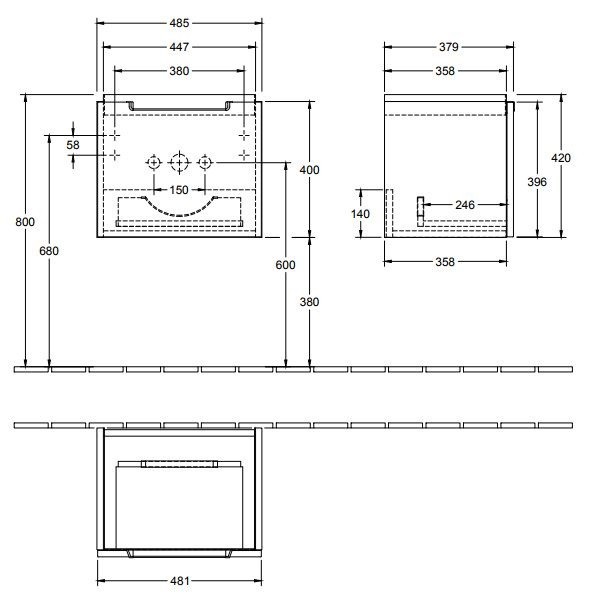 Villeroy&Boch Subway 2.0 szafka pod umywalkę 50 cm 48,5x42 cm Glossy White biały połysk A68500DH