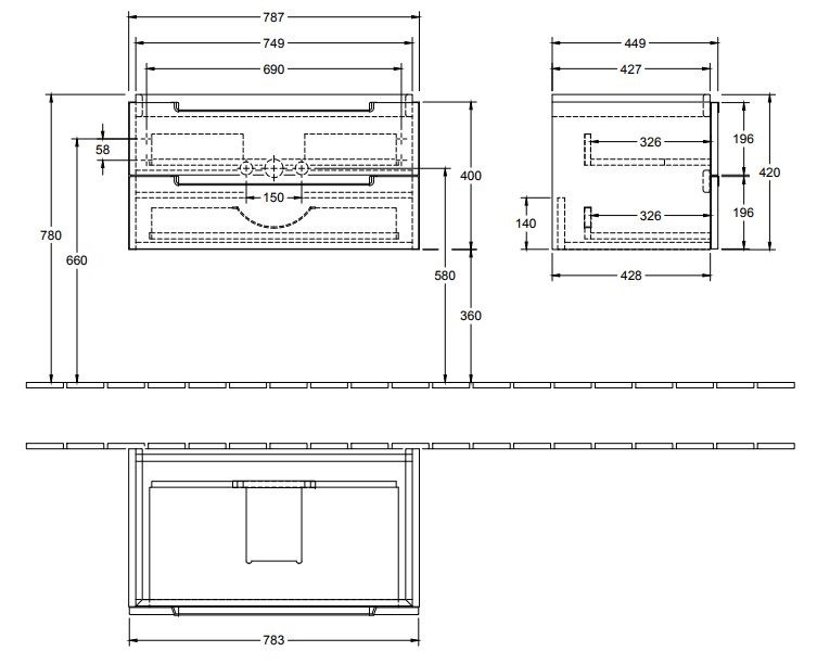 Villeroy&Boch Subway 2.0 szafka pod umywalkę 80 cm 78,7 x 42 cm Glossy White biały połysk A68900DH