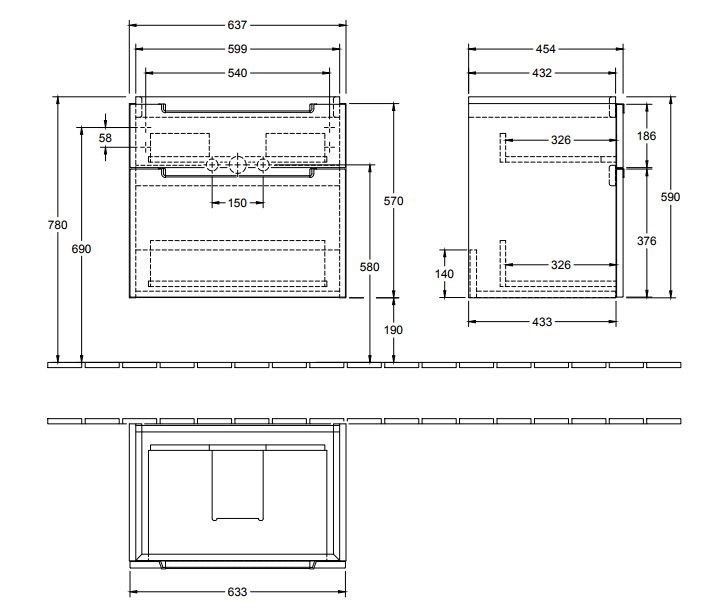 Villeroy&Boch Subway 2.0 szafka pod umywalkę 80 cm 78,7 x 59 cm Glossy Grey szary połysk A91400FP