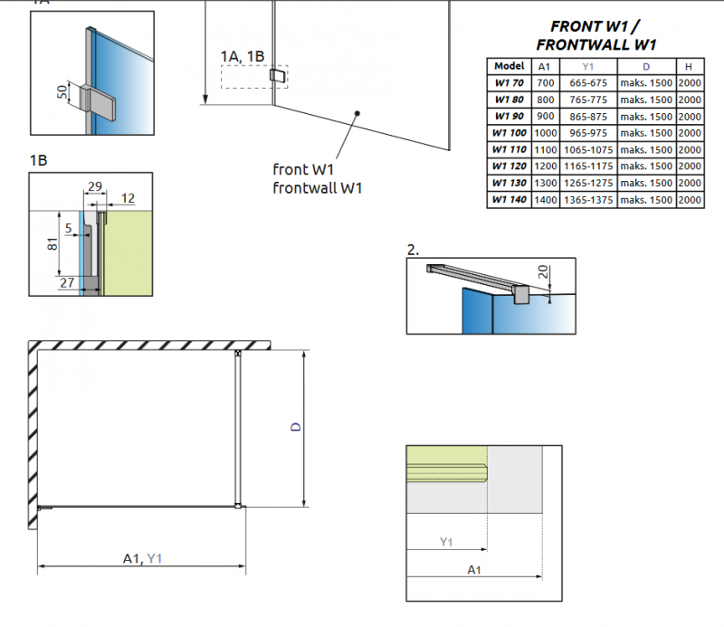 Radaway Euphoria Walk-in V ścianka 90 chrom przeźroczyste Easy Clean 383111-01-01