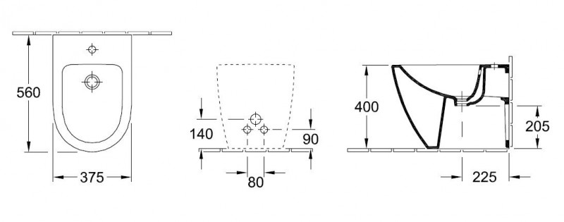 Villeroy&Boch Subway 2.0 bidet stojący 56cm biały weiss alpin ceramicplus 540100R1