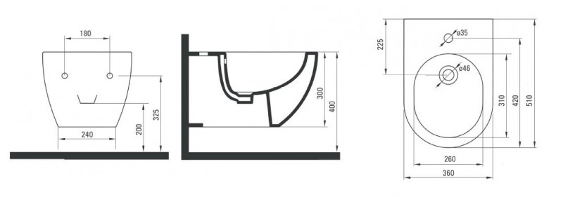 Deante Peonia bidet wiszący 51cm biały CDE6BPW