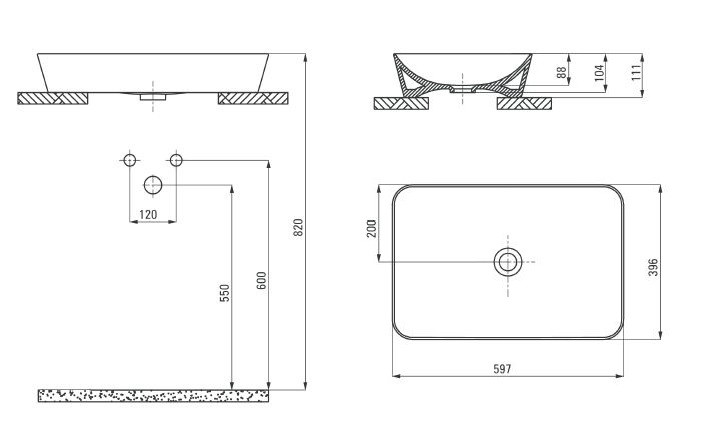 Deante Tess umywalka stawiana na blat 60cm biały CDS6U6S