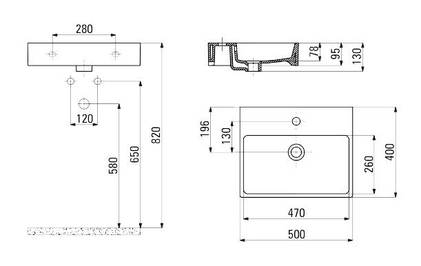 Deante Temisto umywalka stawiana na blat 50cm 50x40 biały CDT6U4S