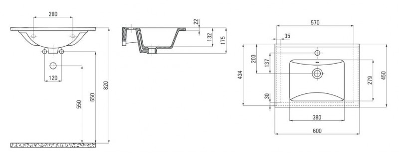 Deante Floks umywalka wpuszczana w blat 60cm biały CDI6U6M