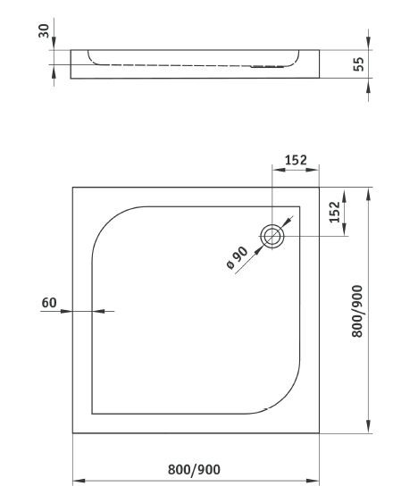 Deante Cubic brodzik kwadratowy płaski 80x80 akryl biały KTK042B