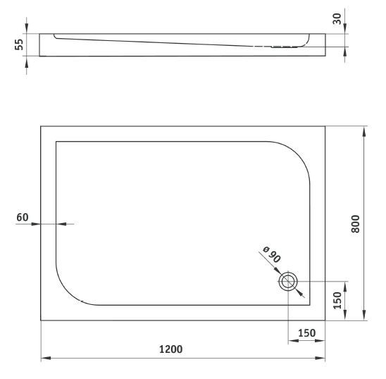 Deante Cubic brodzik prostokątny płaski 120x80 akryl biały KTK044B
